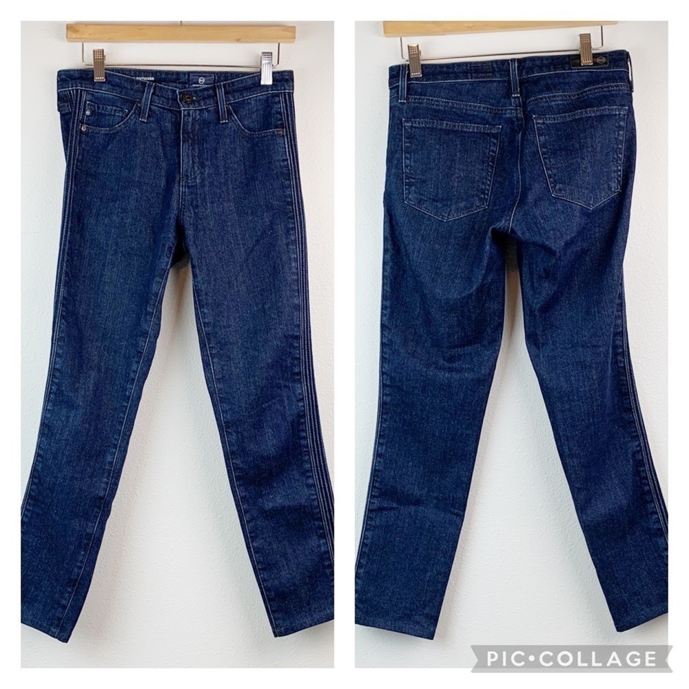 AG Prima ankle pin tucked cigarette ankle dark wash low/ mid rise jeans EUC - Picture 4 of 14
